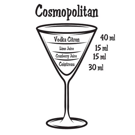 Vector illustration with alcoholic cocktail on white backgroundのイラスト素材