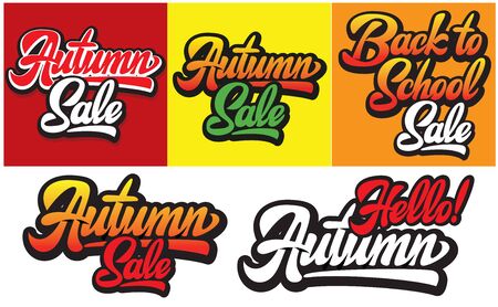 Vector templates for design of advertising on autumn theme with inscription.のイラスト素材