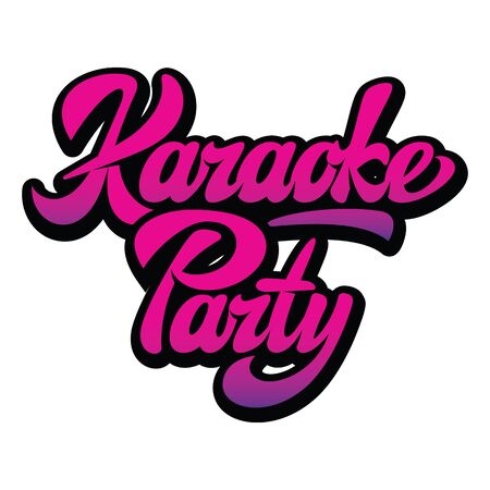 Vector illustration with calligraphic inscription karaoke party on white background.のイラスト素材