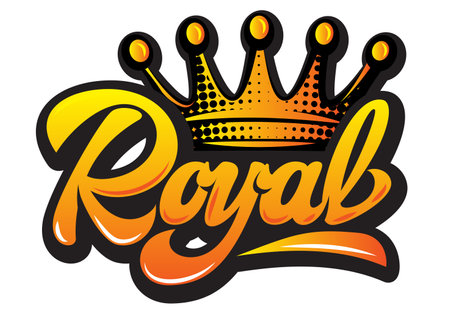 Vector illustration with crown and calligraphic inscription Royal.のイラスト素材
