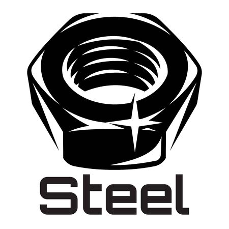 Vector monochrome illustration with steel nut.のイラスト素材