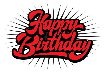 Stylish handwritten inscription happy birthday. Vector illustration.のイラスト素材