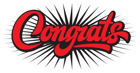 Illustration with calligraphic inscription. Congrats. Vector element for design.のイラスト素材