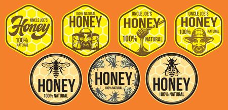 Color vector set of templates for honey packaging design.のイラスト素材