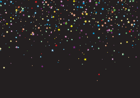Festive vector template with colored confetti on black background.のイラスト素材
