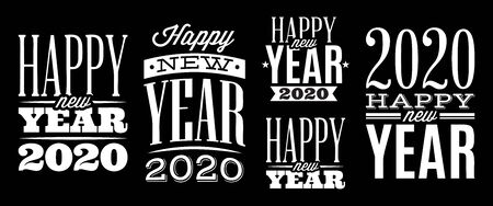 Set of vector templates with congratulation for the new 2020 year.のイラスト素材