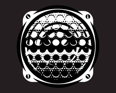 Stylish vector monochrome detailed illustration with speaker.のイラスト素材