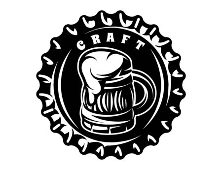 Vector monochrome illustration with metal caps for beer bottles.のイラスト素材