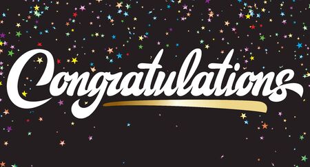 Illustration with calligraphic inscription. Congratulations. Vector element for design.のイラスト素材