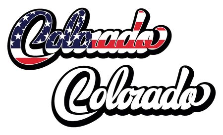Set of two vector templates with name of the state Colorado. Lettering.のイラスト素材