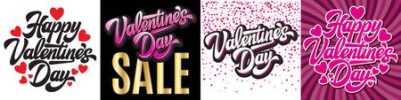 Vector set of different Calligraphic stylish inscriptions of Happy Valentines Day.のイラスト素材