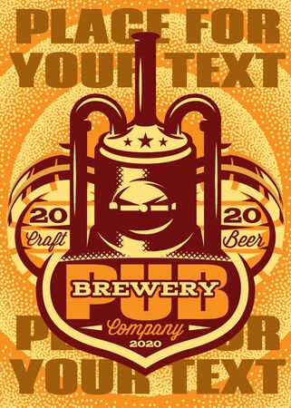 Color vector poster template with barrel for brewery.のイラスト素材