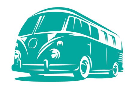 Vector monochrome illustration with minivan. Scalable template on a white background.のイラスト素材