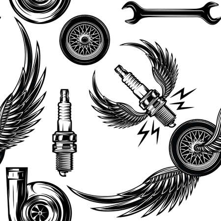 Vector seamless background for design wrapper or packaging on an automotive theme.のイラスト素材