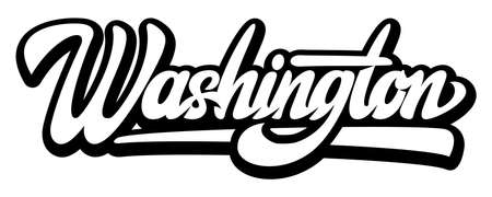 Calligraphic inscription Washington. Lettering. Monochrome vector illustration.のイラスト素材