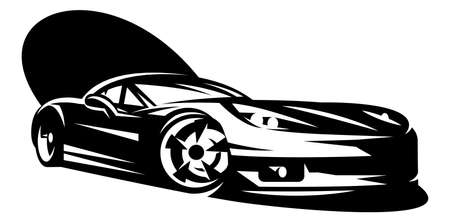 Black sportcar. Element for design. Monochrome vector illustration.のイラスト素材