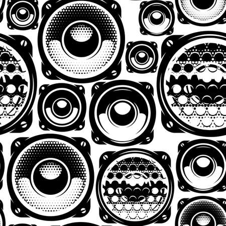Background with speakers. Seamless pattern for design. Monochrome illustration.のイラスト素材