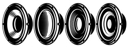 A set of different speakers. Monochrome vector illustration. Elements for design.のイラスト素材