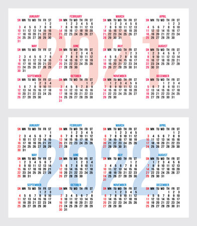 vector set of calendar grids for years 2021-2022 for business cardsのイラスト素材