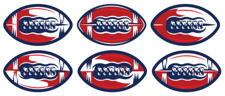 Color set of stylized American football balls. Vector editable illustration. Template for  design, corporate style, business card, poster, website.のイラスト素材