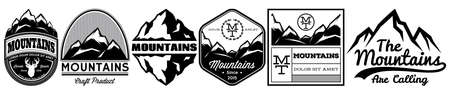 A set of templates for badges from the mountain in different designs. Vector monochrome...
