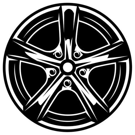 Vector monochrome illustration with disk. Template for logo, poster, business card,のイラスト素材
