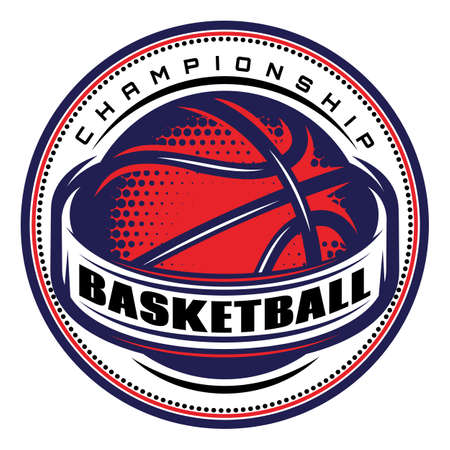 Template with basketball ball on the theme of sport. Vector editable color illustration. Element for business card, style, website, print.のイラスト素材