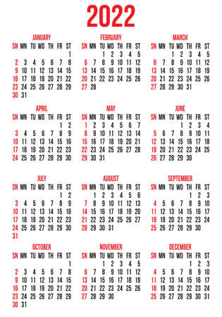 Happy new year 2022. Vector template for pocket calendar design.のイラスト素材