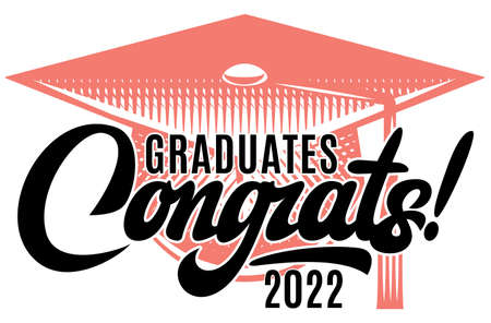 Vector template for graduation celebration in 2022 year. element for design. Calligraphic inscription for decoration.のイラスト素材