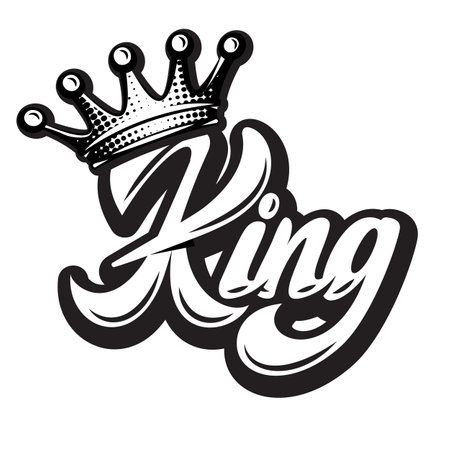 Vector illustration with crown and calligraphic inscription King.のイラスト素材