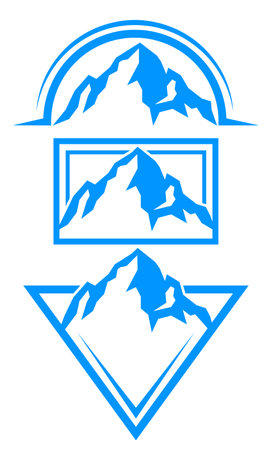 A set of ready-made templates with mountains for style design. Vector monochrome illustration.のイラスト素材