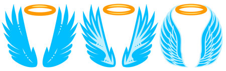 Angel wings set. Vector illustration of angel wings for your design.のイラスト素材