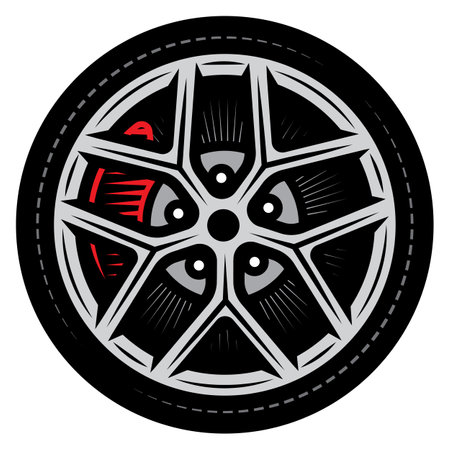 Car wheel icon on white background. Vector illustration. Eps 10.のイラスト素材
