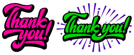 Thank you hand lettering on white background. Vector Illustration.のイラスト素材