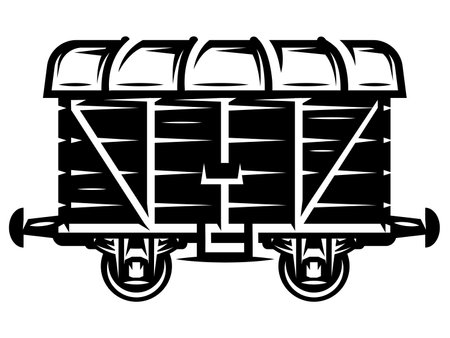 Vector monochrome illustration with a carriage in retro style. Template for design.のイラスト素材
