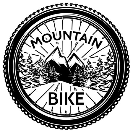 Template for design with bicycle wheel for mountain bike.のイラスト素材