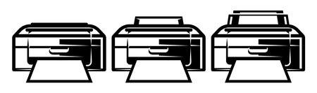 Set of three vector Printer templates. Element for design.
