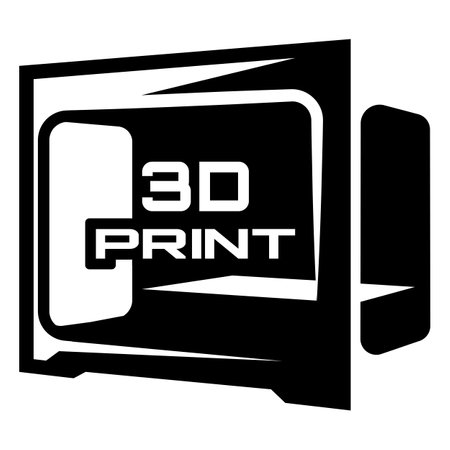 3D printer in the form of a simple icon as a template. Vector monochrome image.のイラスト素材