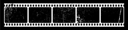Vintage photographic film with scratches on a black background. Vector illustration.のイラスト素材