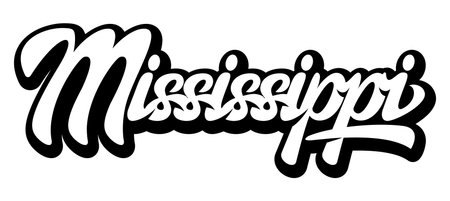 Mississippi state. Calligraphic monochrome vector lettering.のイラスト素材