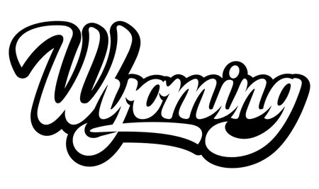 Wyoming state. Calligraphic monochrome vector lettering.のイラスト素材