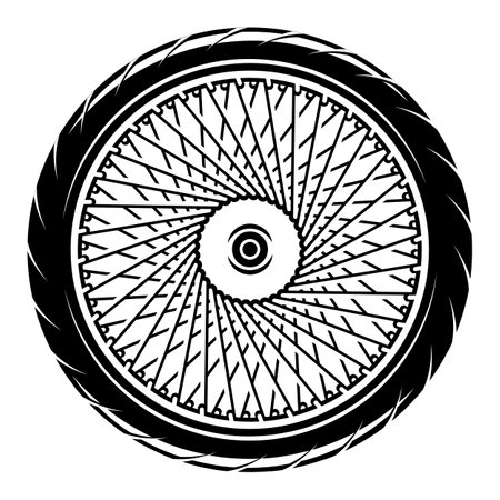 Custom motorcycle wheel. Vector monochrome illustration.のイラスト素材