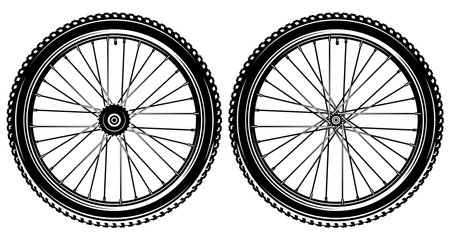 A set of front and rear wheels with gears for bicycle.のイラスト素材