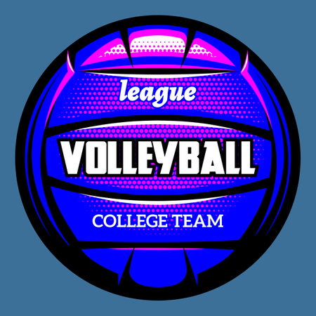 Stylish volleyball ball. Colored template for sports background. Vector illustration.のイラスト素材
