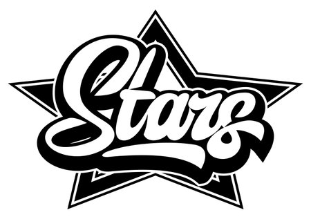 Calligraphic inscription Stars. Vector Template for sports badge design.のイラスト素材