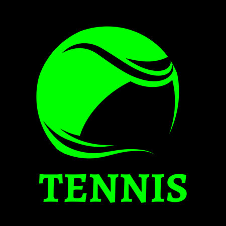 Tennis ball template on black background. Vector illustration.のイラスト素材