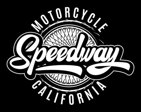 Vector stylish monochrome template on motorcycle theme with calligraphic inscription.のイラスト素材