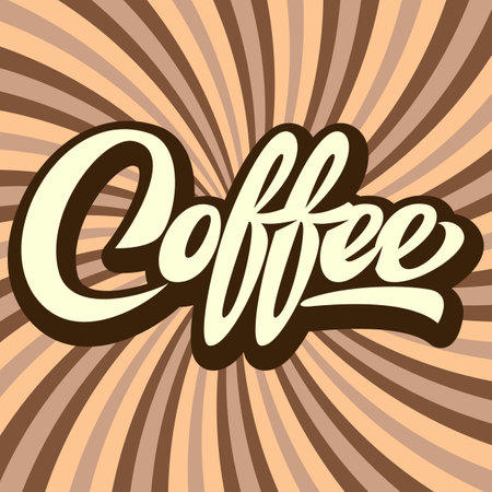 Calligraphic inscription coffee on a colored vintage background.のイラスト素材