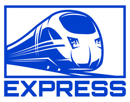 Passenger high-speed train. Vector blue template.のイラスト素材