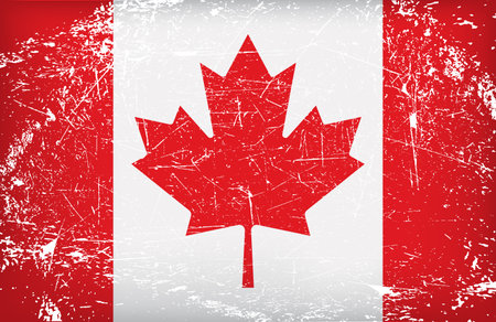 Canada flag with scratches. Vector colored background.のイラスト素材